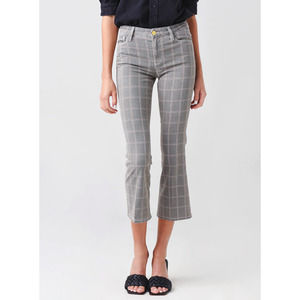 Frame Le Crop Mini Boot Jeans Pants Window Pane Plaid Women's Size 26 $248